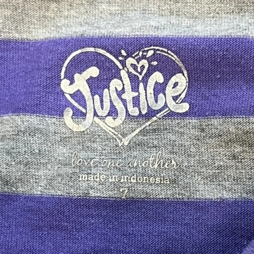 Justice Purple Gray Stripe‎ Star Sequin Top Long Sleeve Shirt Girls Size 7